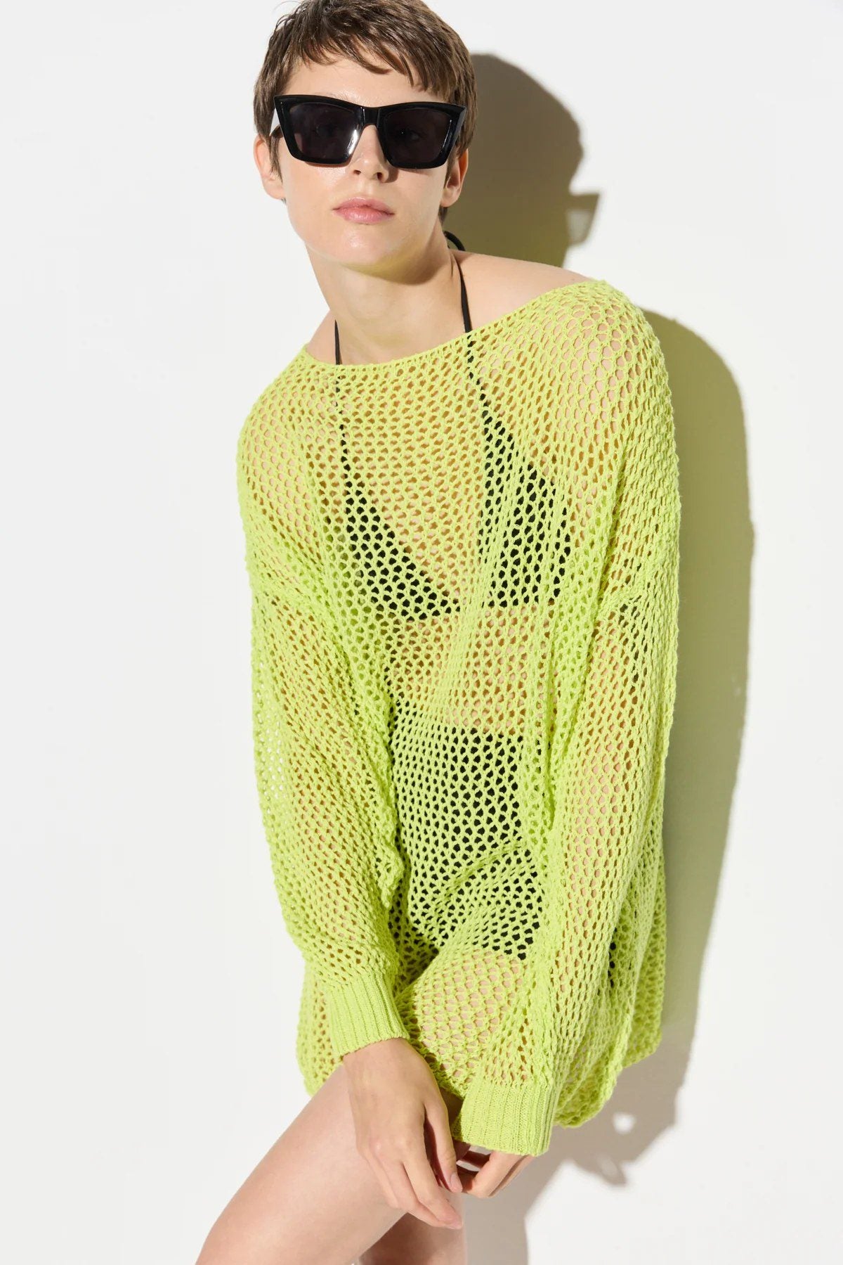 Langärmeliger, locker geschnittener Strickpullover
