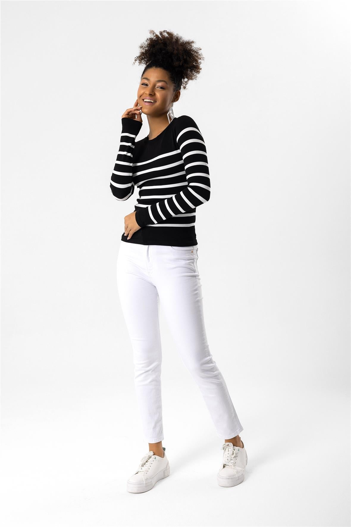 Basic-Bluse mit langen Ärmeln