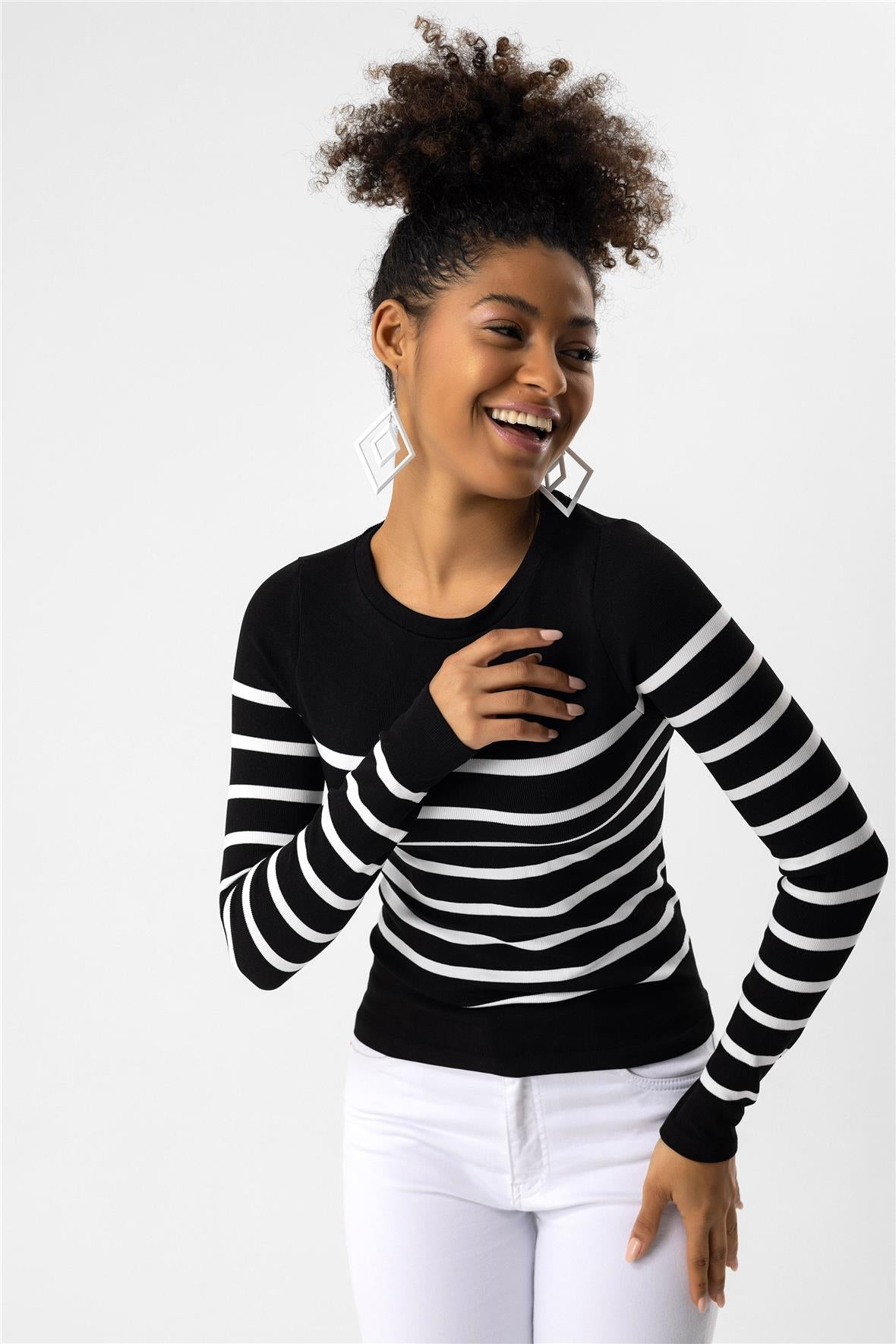 Basic-Bluse mit langen Ärmeln