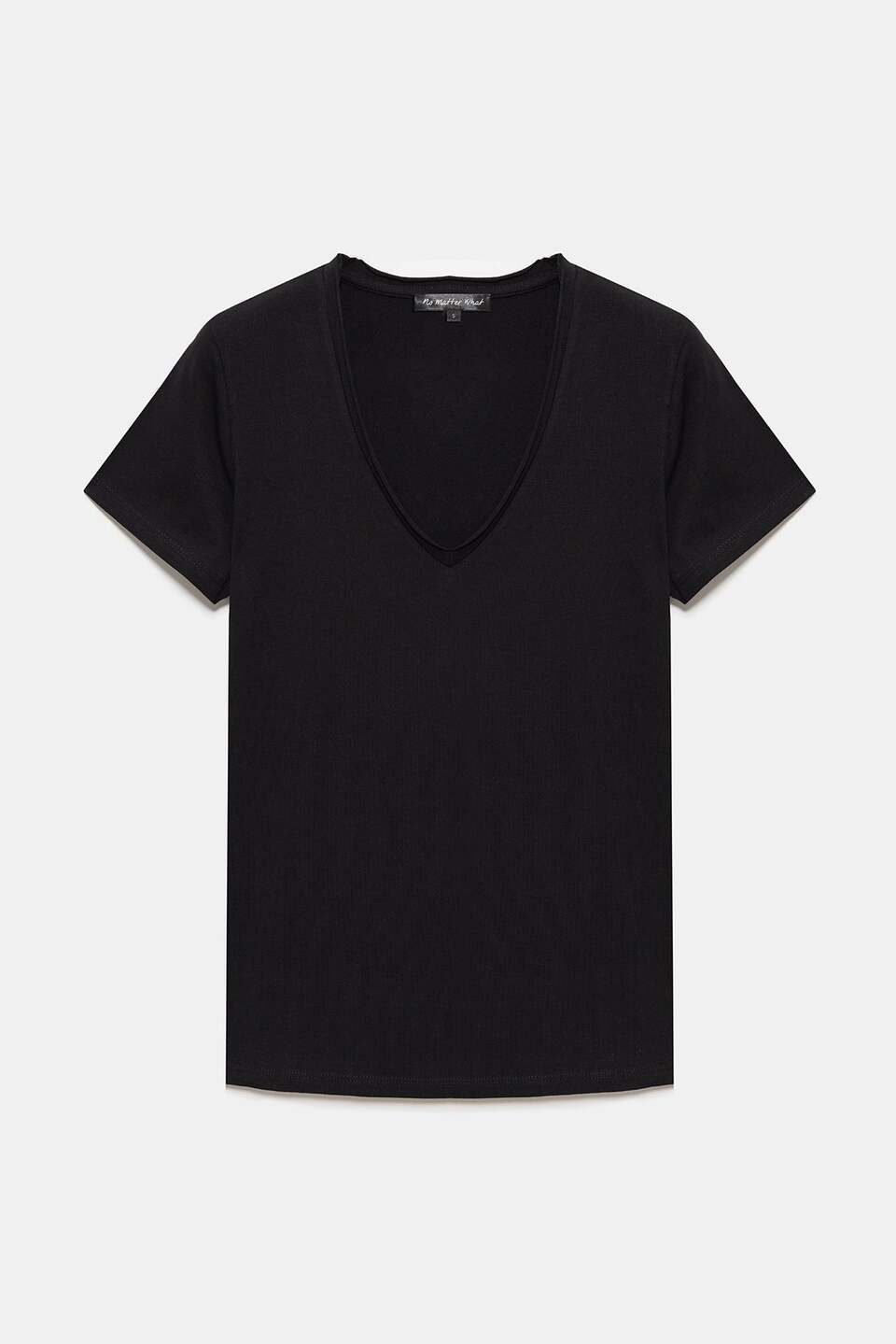 Basic-T-Shirt mit V-Ausschnitt und kurzen Ärmeln