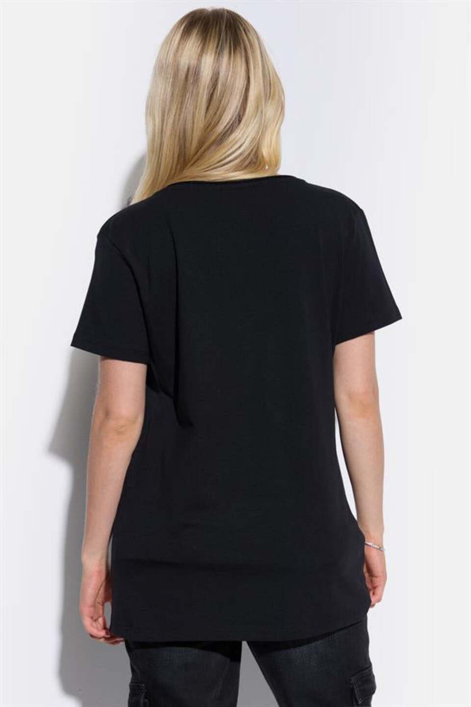 Basic-T-Shirt mit V-Ausschnitt und kurzen Ärmeln