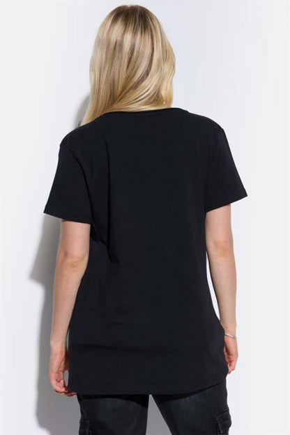 Basic-T-Shirt mit V-Ausschnitt und kurzen Ärmeln