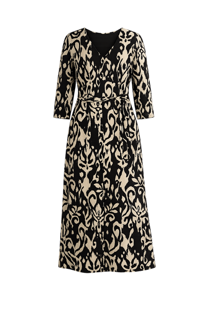 V-Ausschnitt Kleid mit Strukturmuster