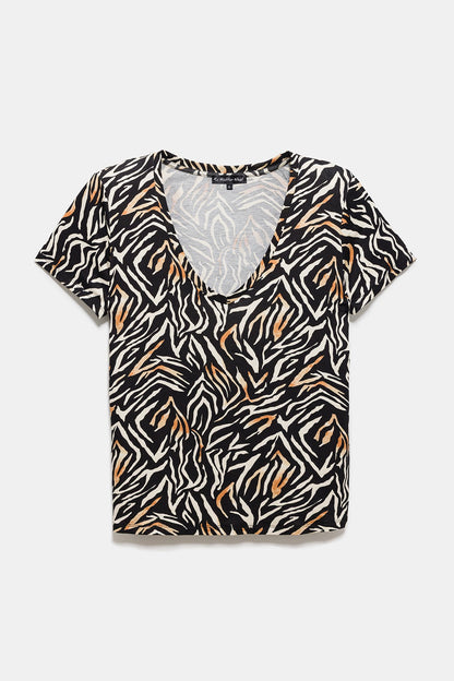T-Shirt mit V-Ausschnitt und Muster