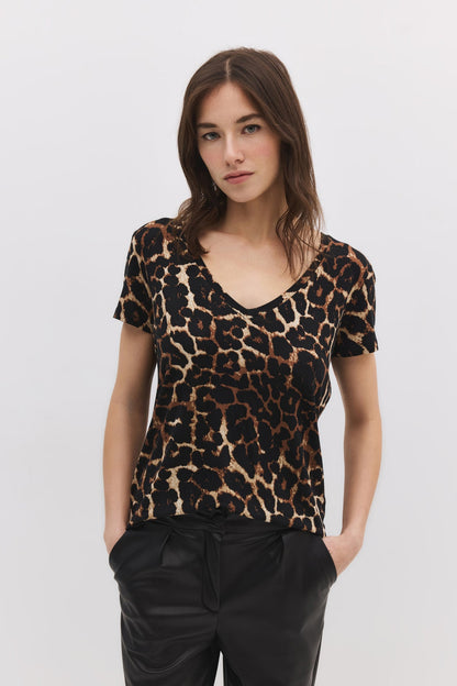 T-Shirt mit V-Ausschnitt und Muster