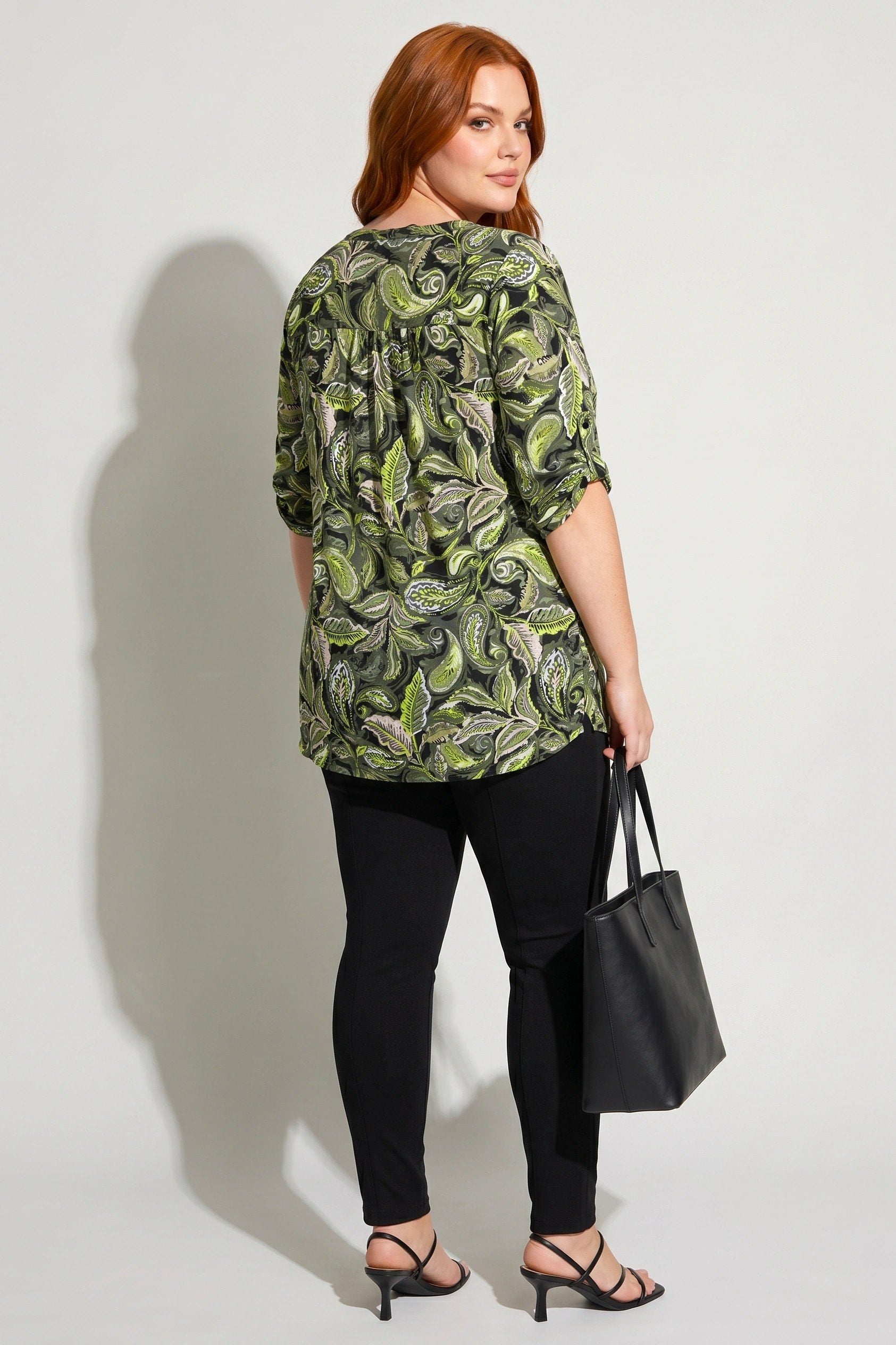 V-Ausschnitt Knopf-Bluse