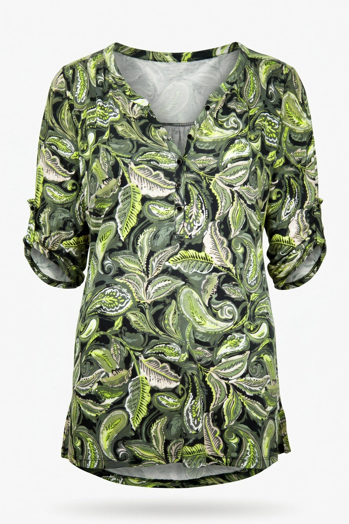 V-Ausschnitt Knopf-Bluse