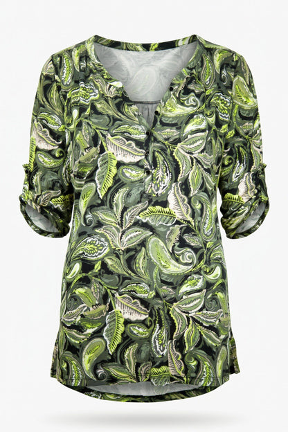 V-Ausschnitt Knopf-Bluse