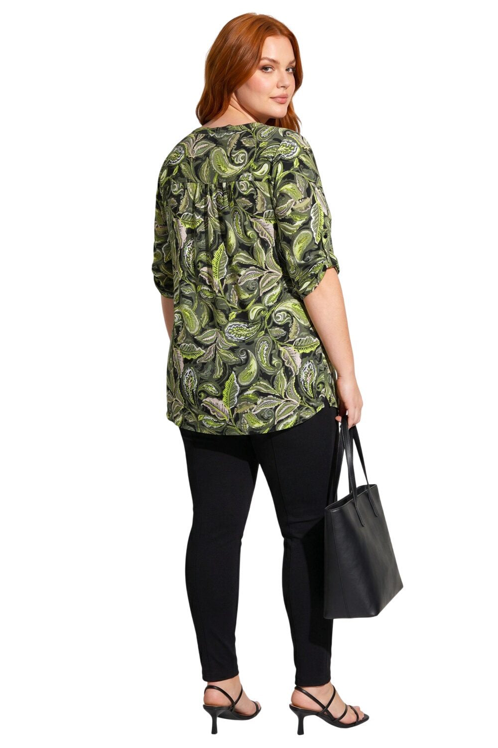 V-Ausschnitt Knopf-Bluse