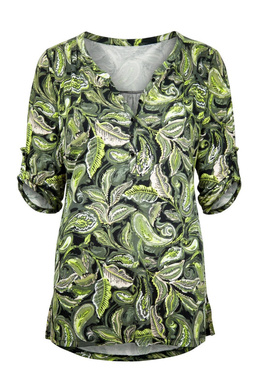 V-Ausschnitt Knopf-Bluse