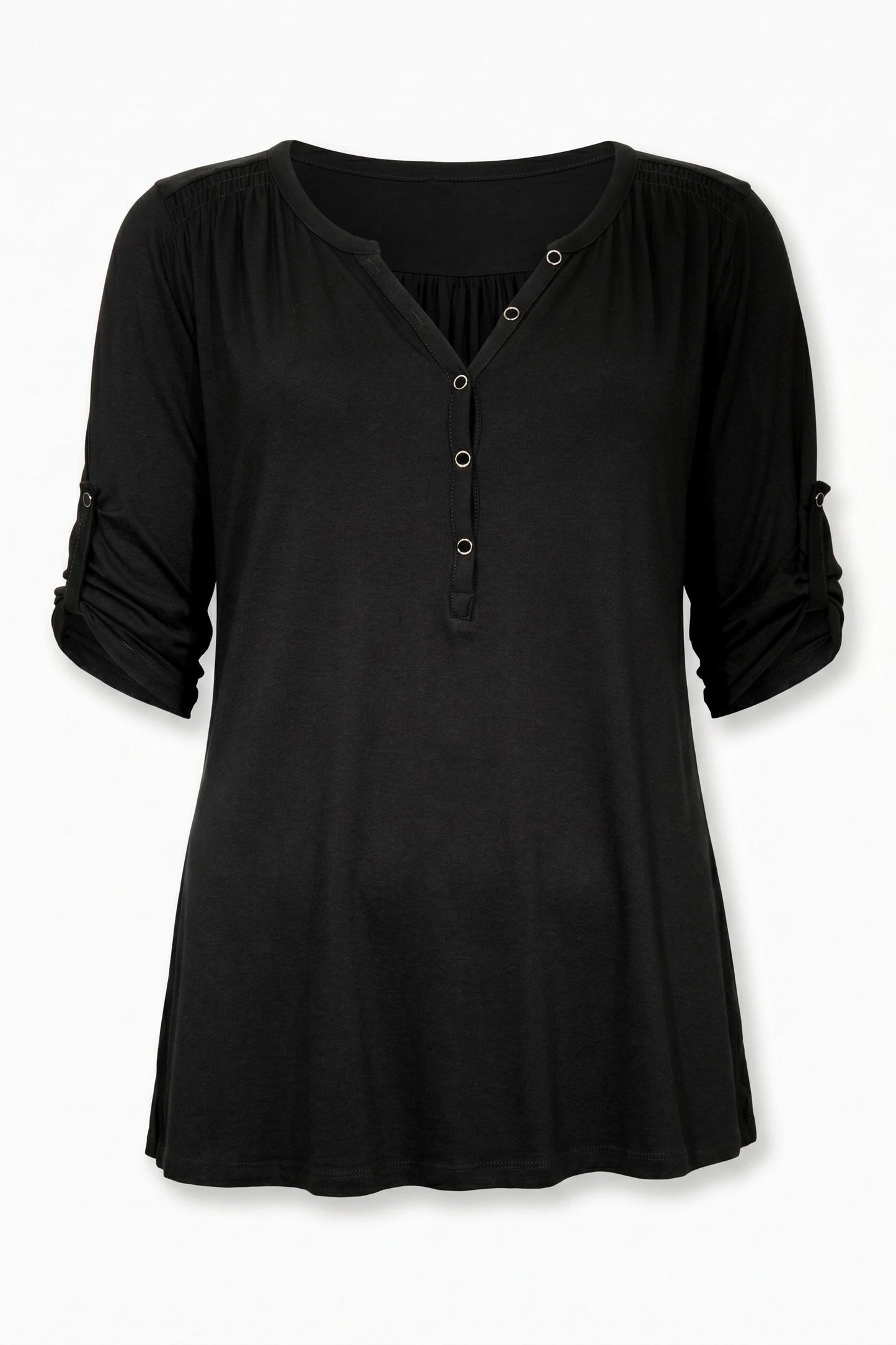 V-Ausschnitt Knopf-Bluse