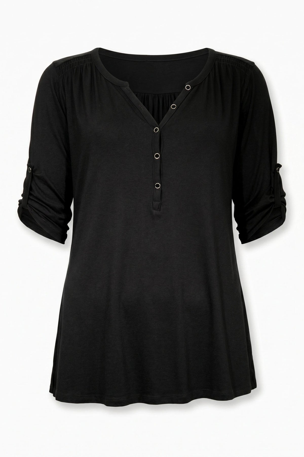V-Ausschnitt Knopf-Bluse
