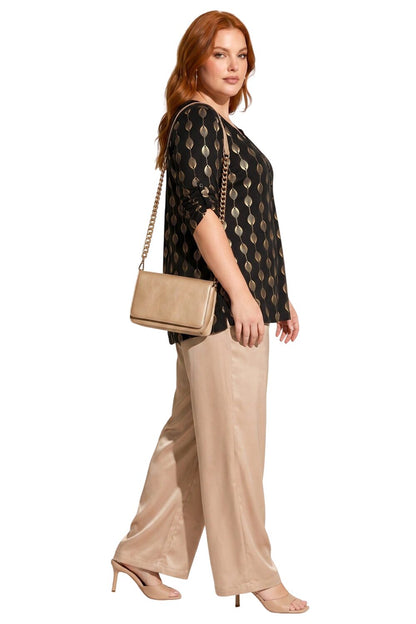 V-Ausschnitt Knopf Bluse mit Folienprint