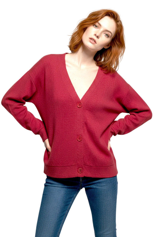 Strickjacke mit V-Ausschnitt und Knöpfen