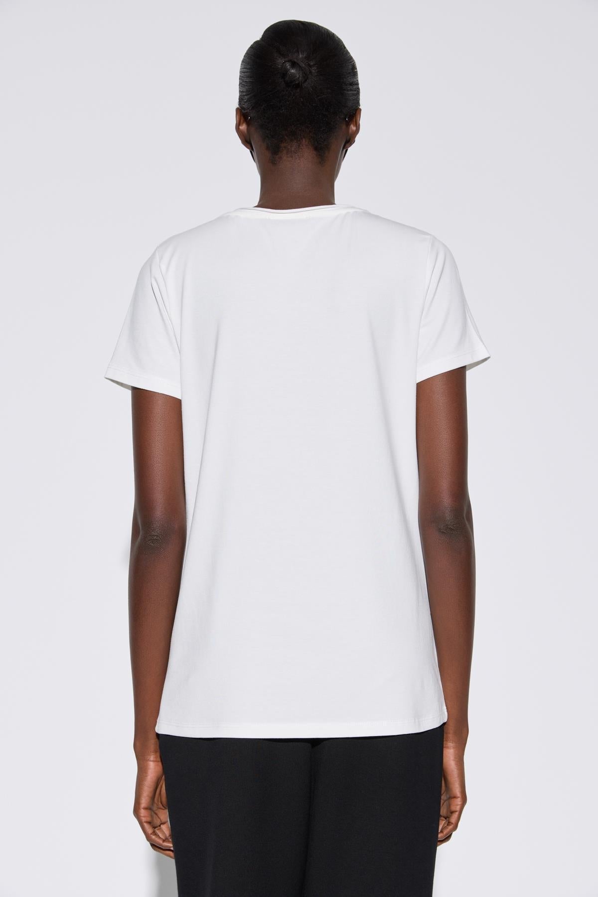 Basic-T-Shirt mit V-Ausschnitt und kurzen Ärmeln