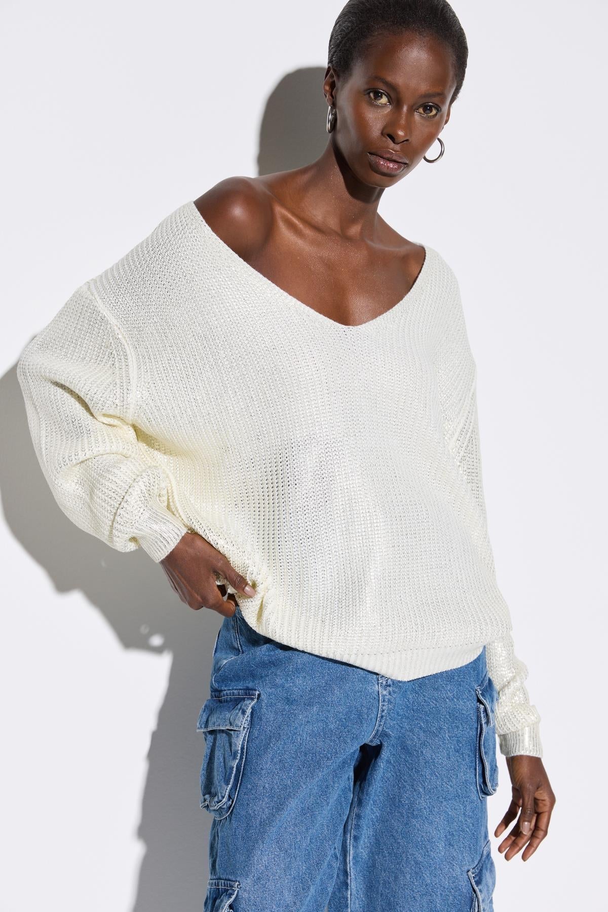 Strickpullover mit V-Ausschnitt