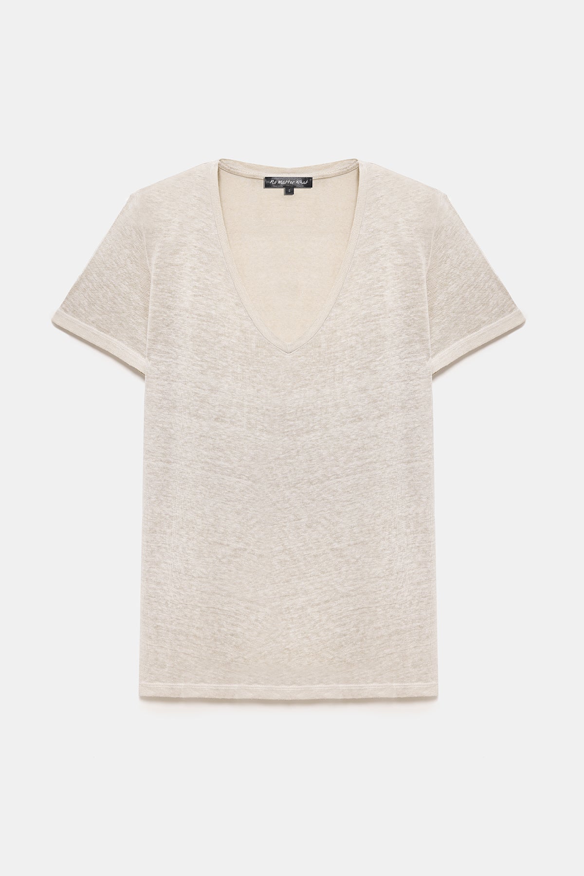 Basic-T-Shirt aus Leinen mit V-Ausschnitt