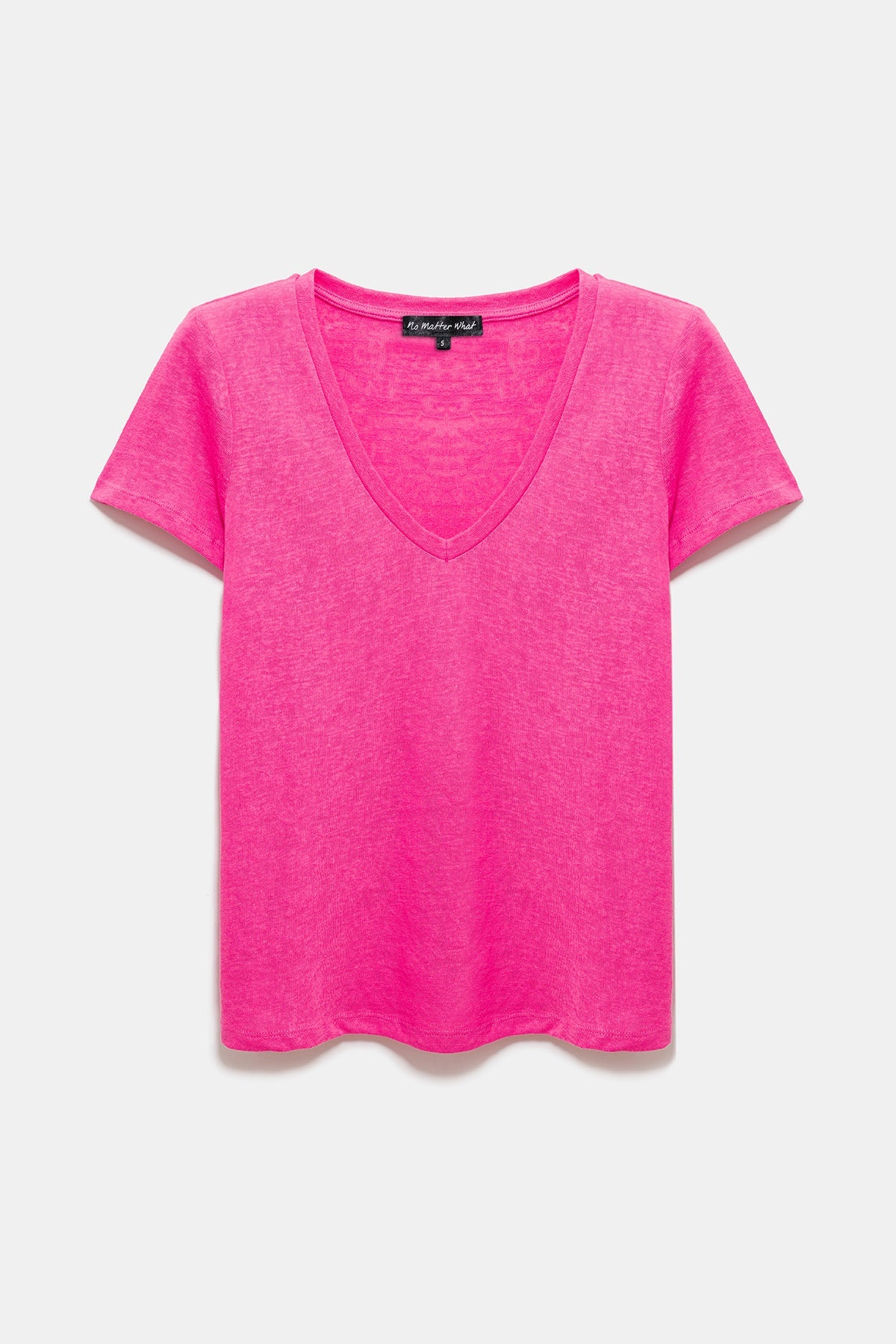 Basic-T-Shirt aus Leinen mit V-Ausschnitt