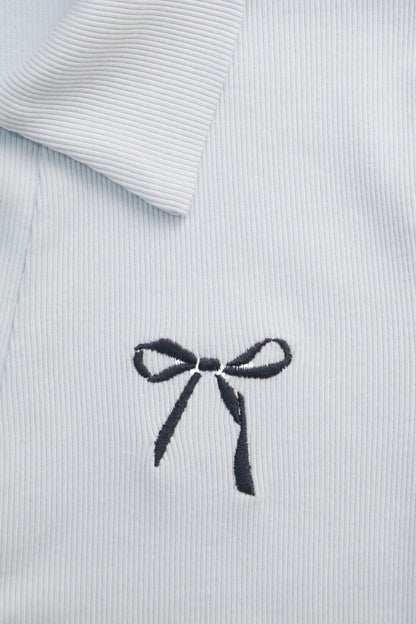 V-Ausschnitt Kurzarm Crop Top