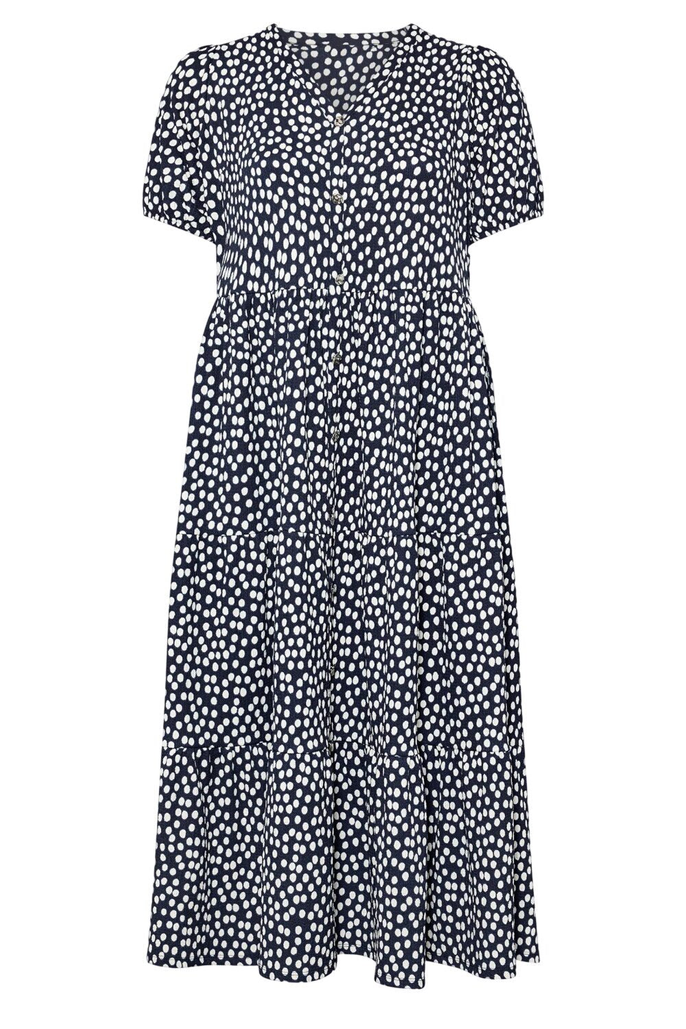 V-Ausschnitt Kurzarm Muster Midi Kleid