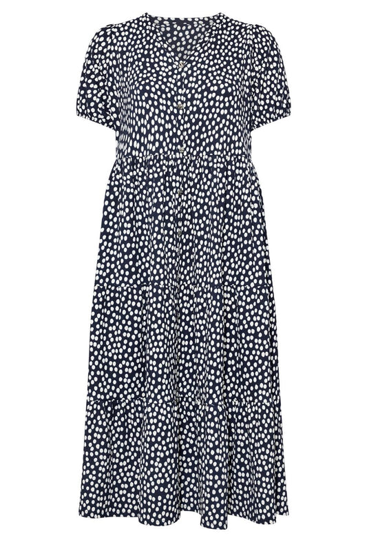 V-Ausschnitt Kurzarm Muster Midi Kleid