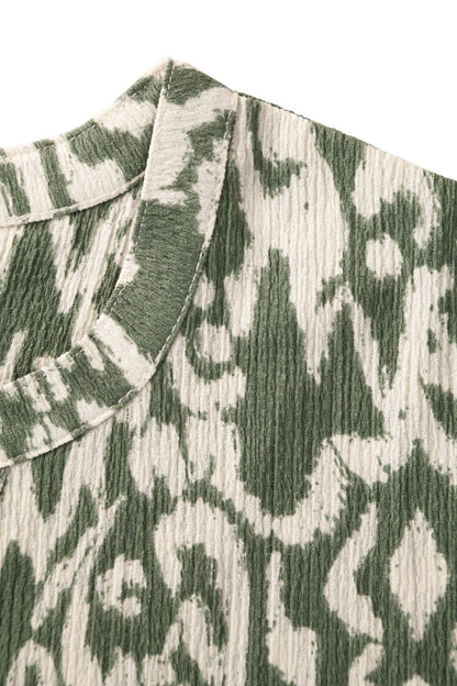 V-Ausschnitt Kurzarm Strukturbluse