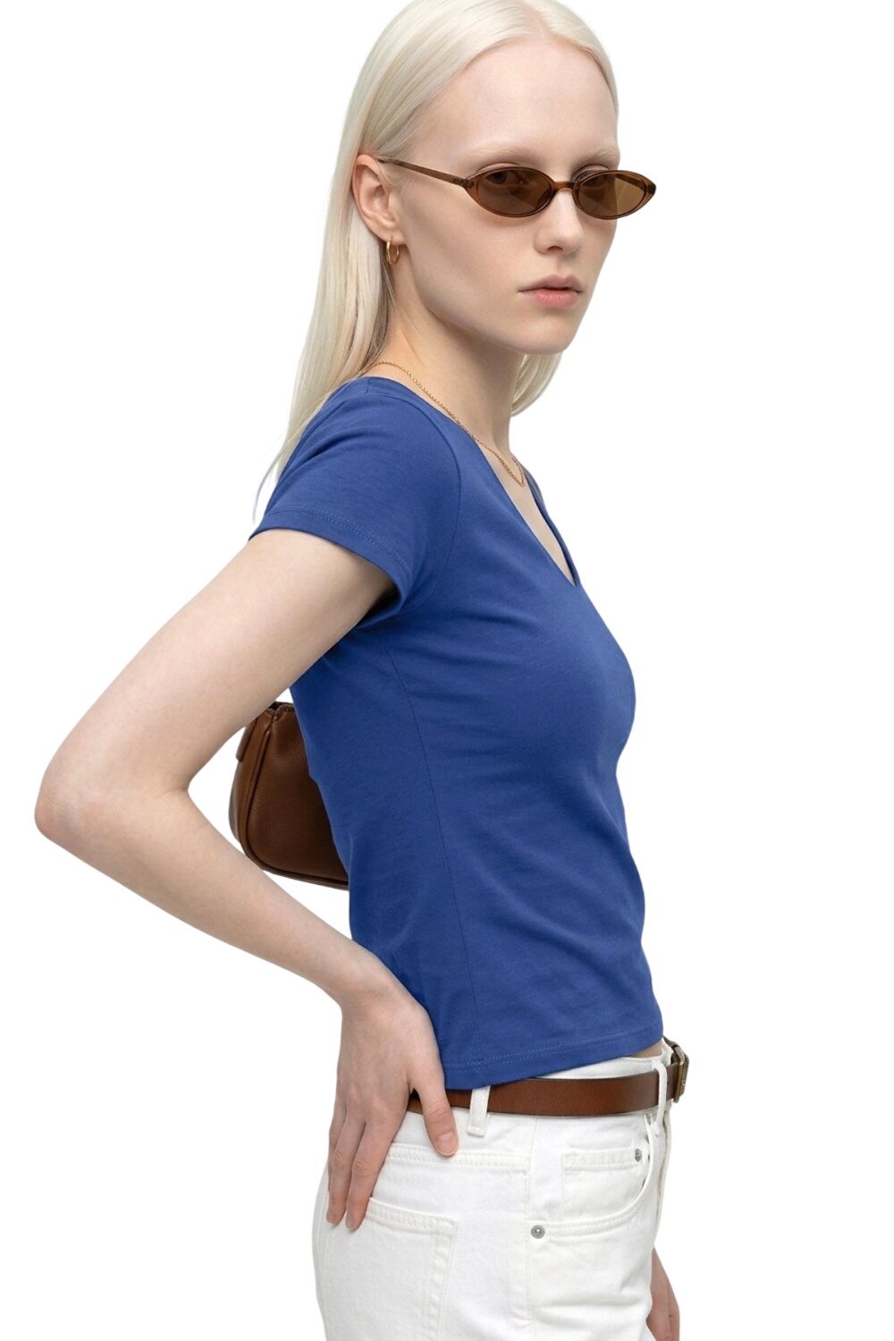 V-Ausschnitt Kurzarm T-Shirt