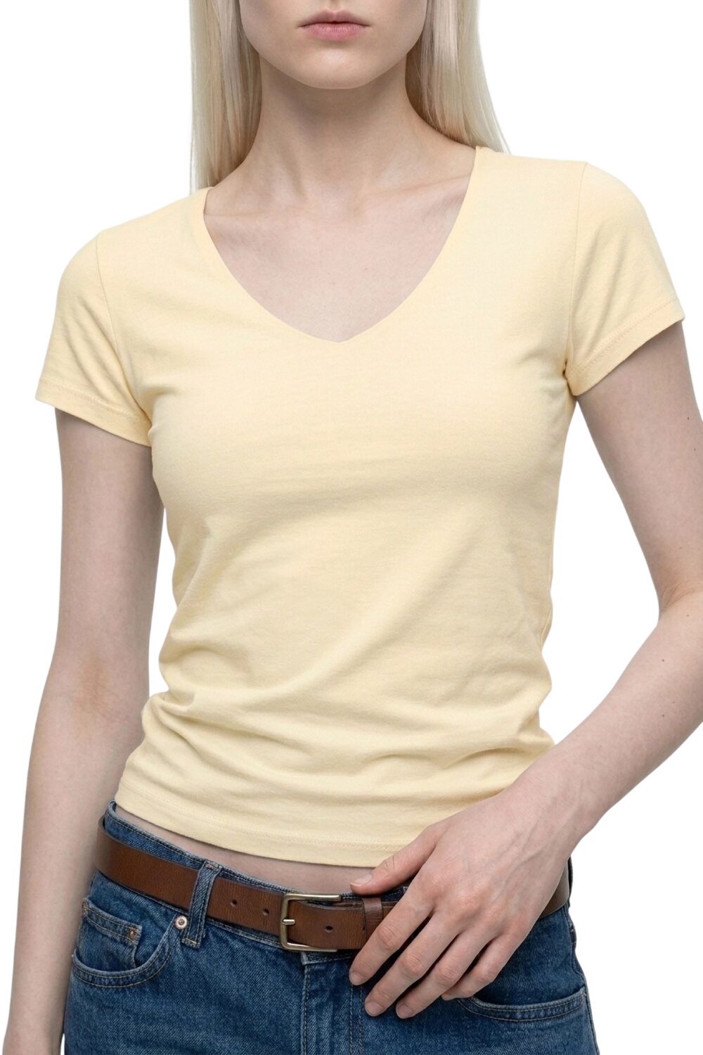 V-Ausschnitt Kurzarm T-Shirt