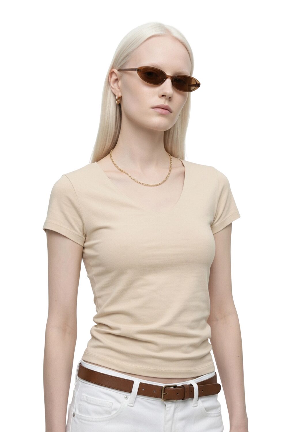V-Ausschnitt Kurzarm T-Shirt
