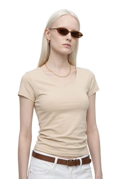 V-Ausschnitt Kurzarm T-Shirt