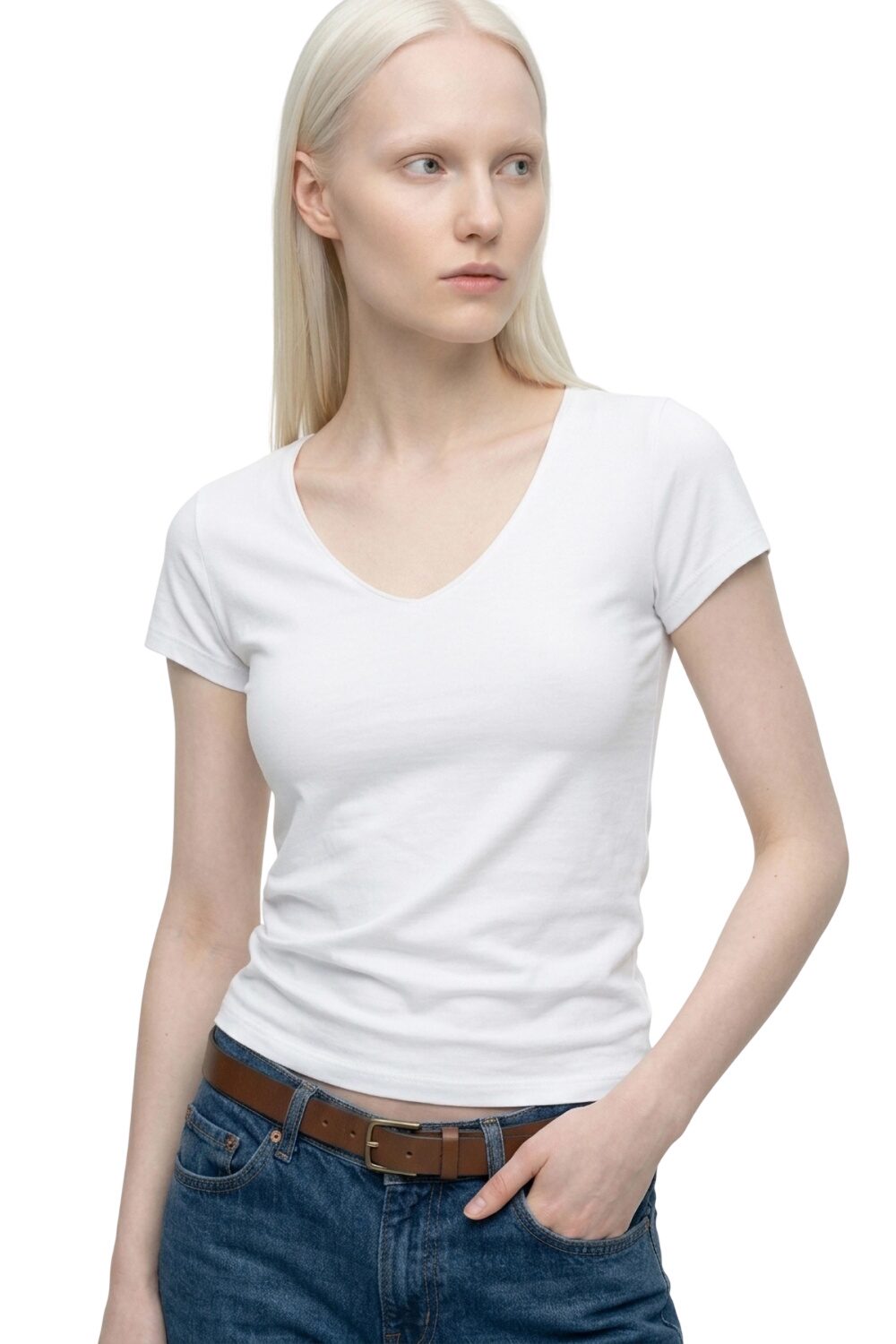 V-Ausschnitt Kurzarm T-Shirt