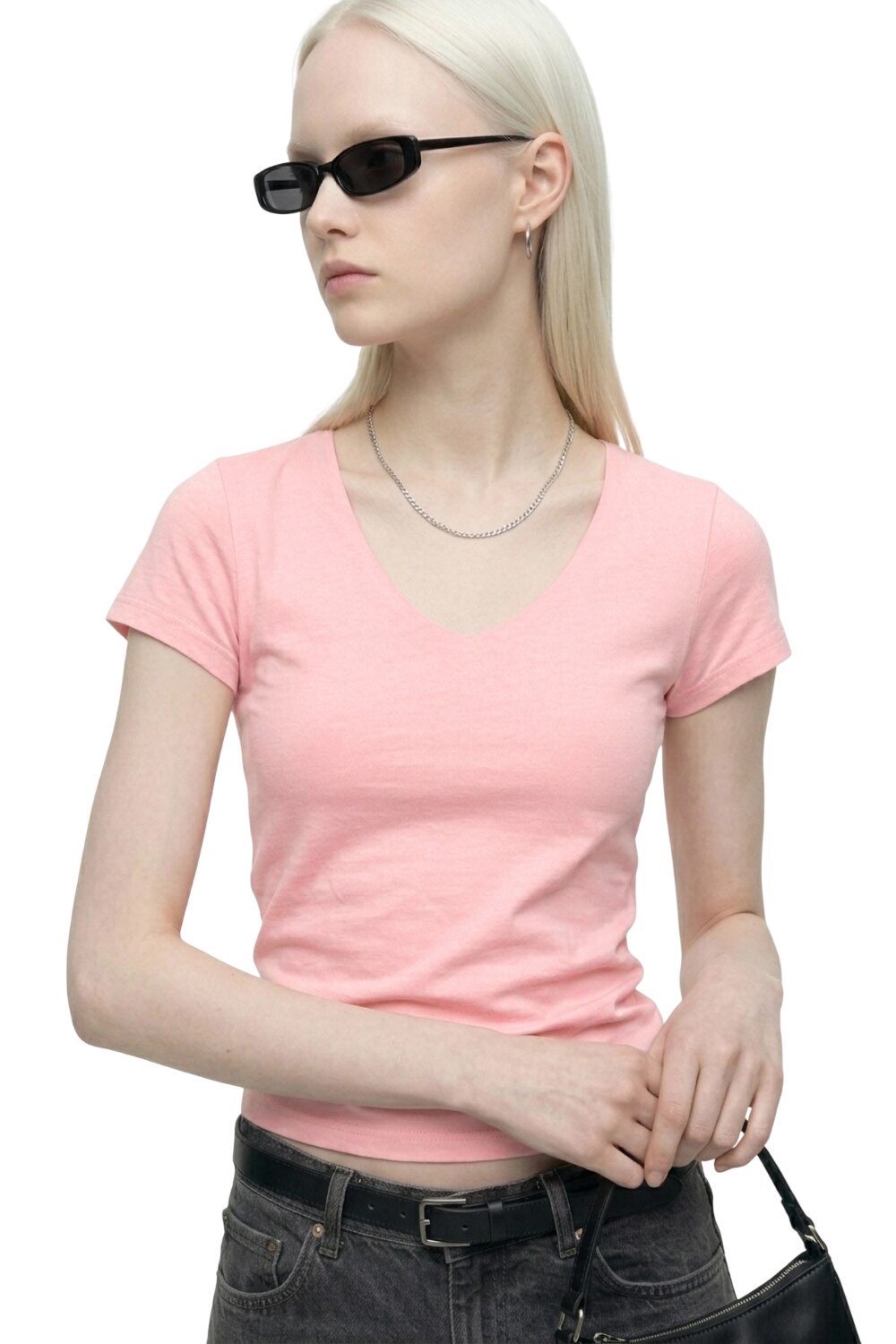 V-Ausschnitt Kurzarm T-Shirt