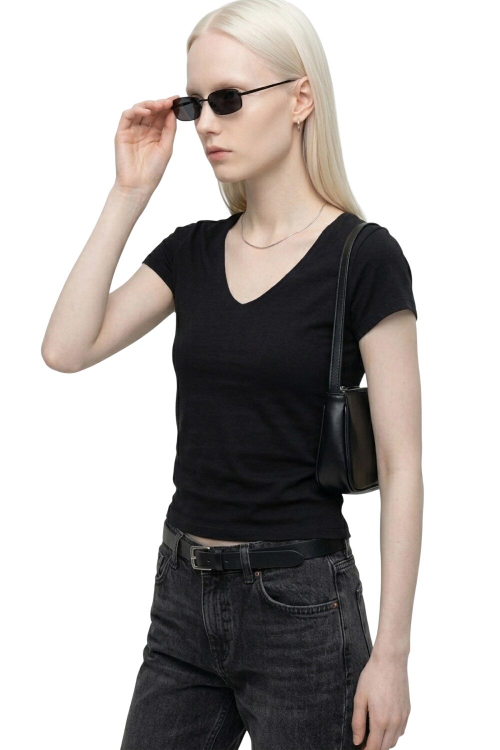 V-Ausschnitt Kurzarm T-Shirt