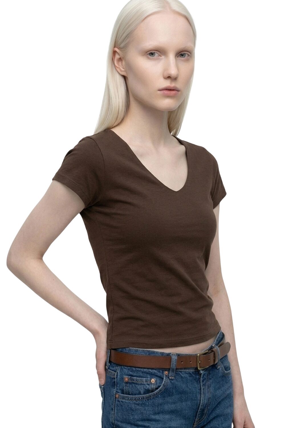 V-Ausschnitt Kurzarm T-Shirt