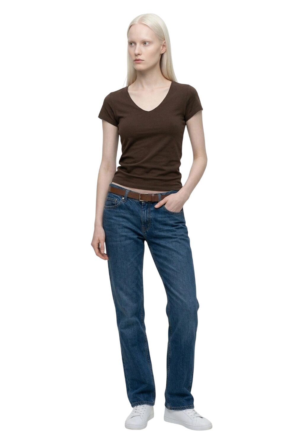 V-Ausschnitt Kurzarm T-Shirt