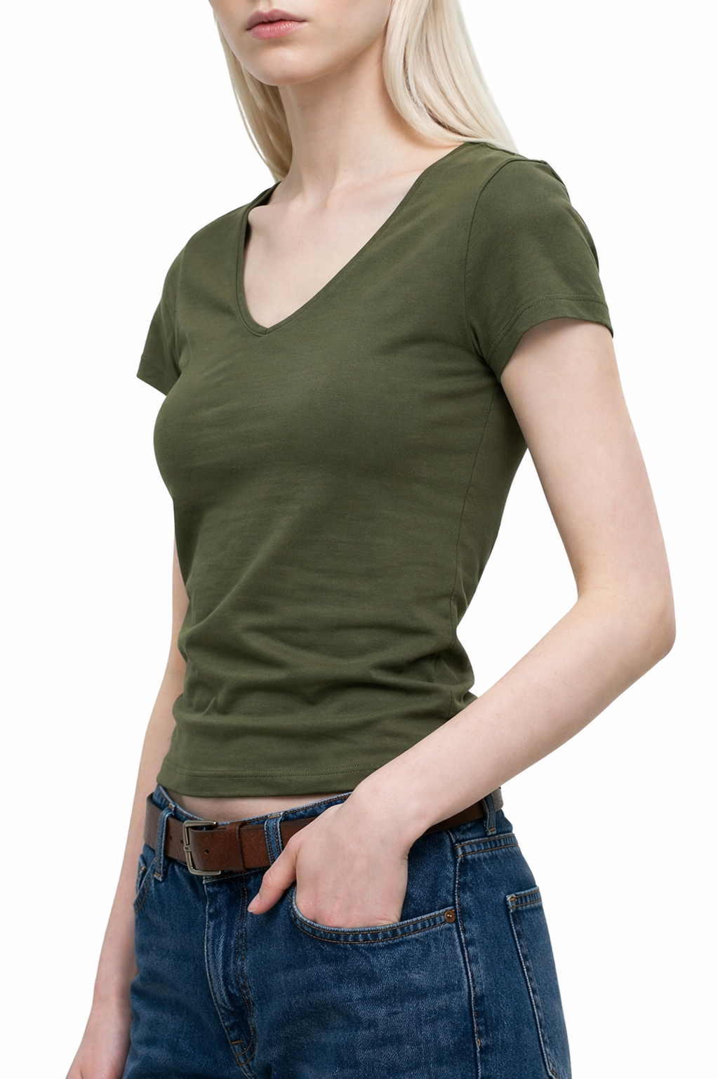 Kurzarm-T-Shirt mit V-Ausschnitt