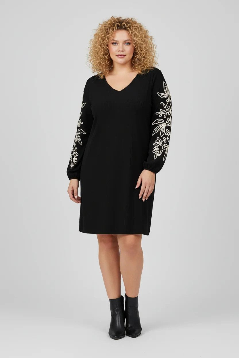 Langarmkleid mit V-Ausschnitt
