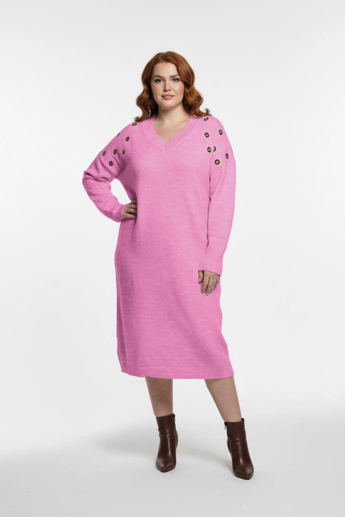 Strickkleid mit V-Ausschnitt