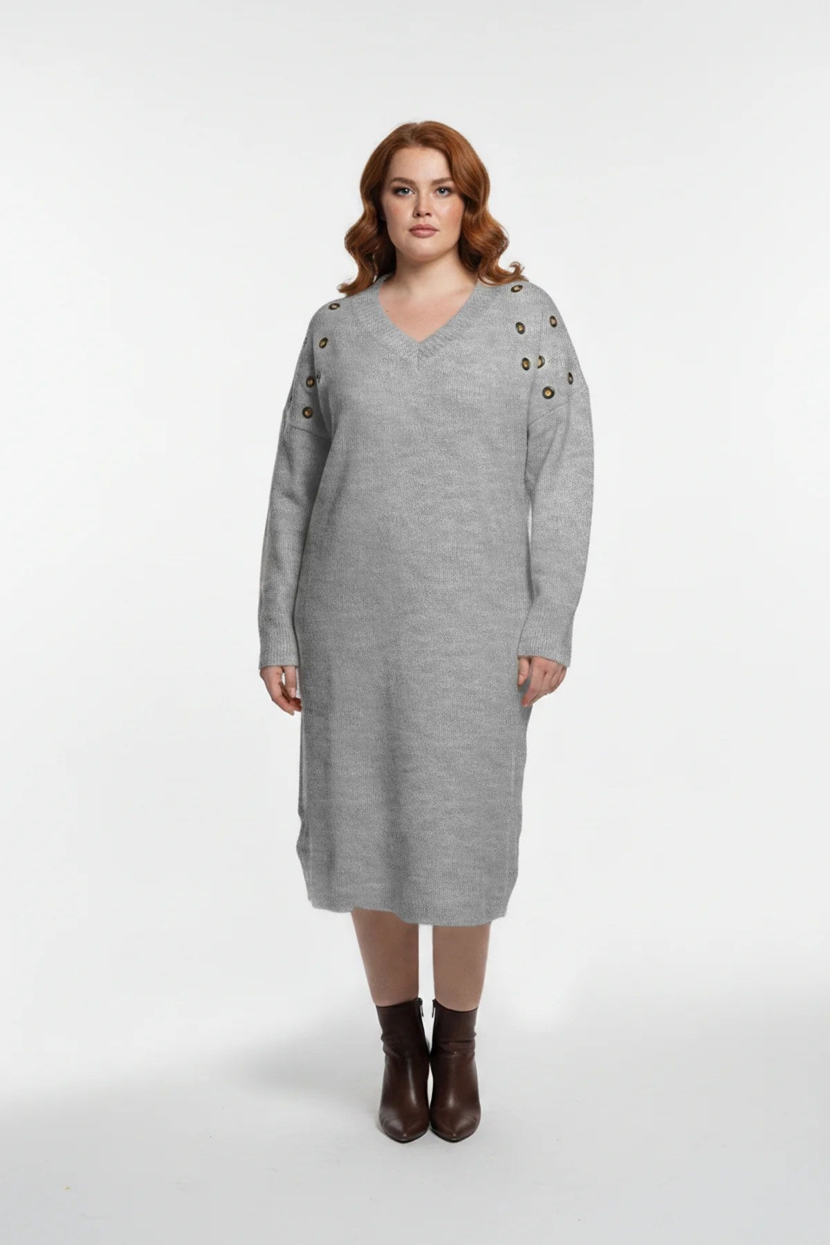 Strickkleid mit V-Ausschnitt