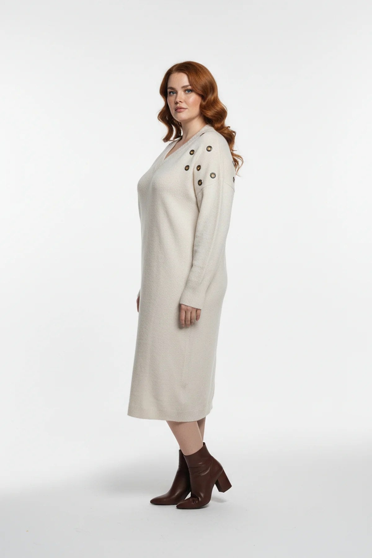 Strickkleid mit V-Ausschnitt