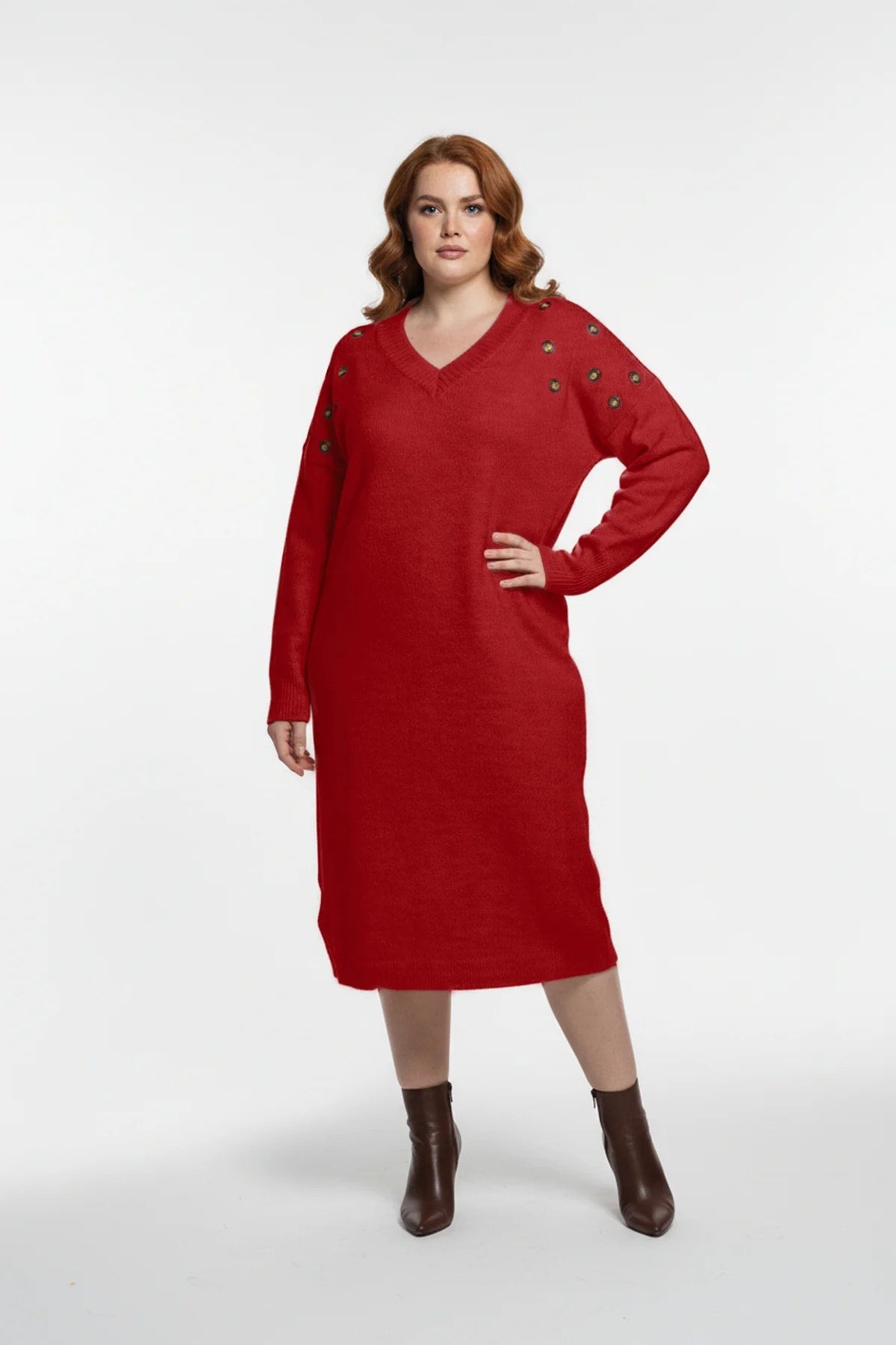 Strickkleid mit V-Ausschnitt