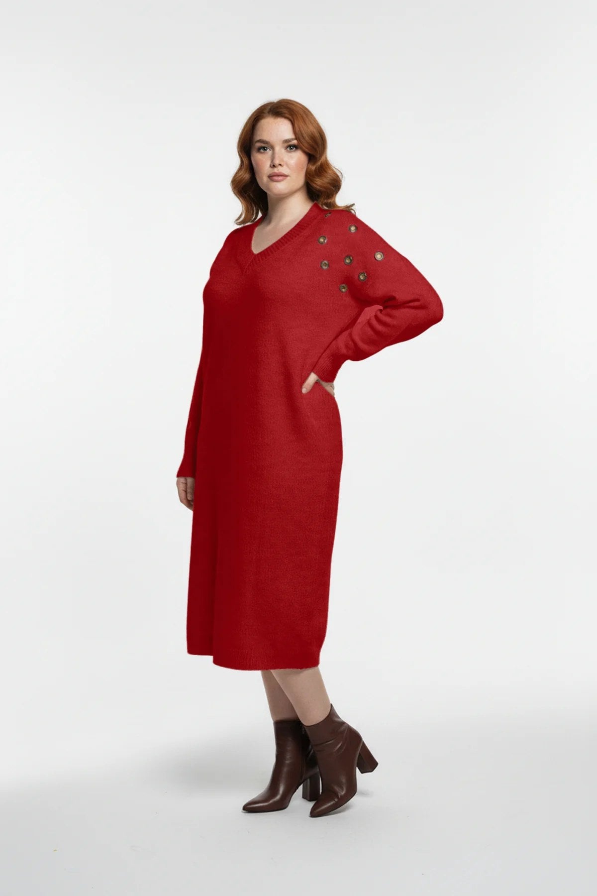 Strickkleid mit V-Ausschnitt