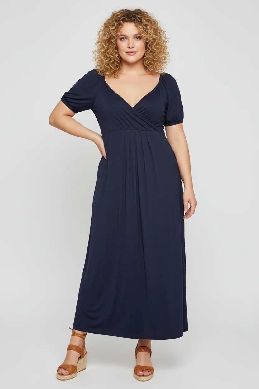Langes Kleid mit Wickeldetail