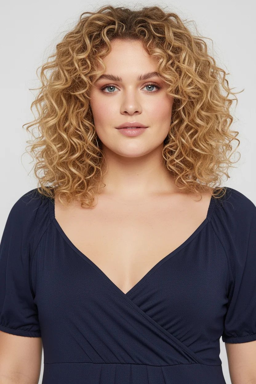 Langes Kleid mit Wickeldetail