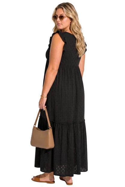 V-Ausschnitt Maxikleid mit Rüsche