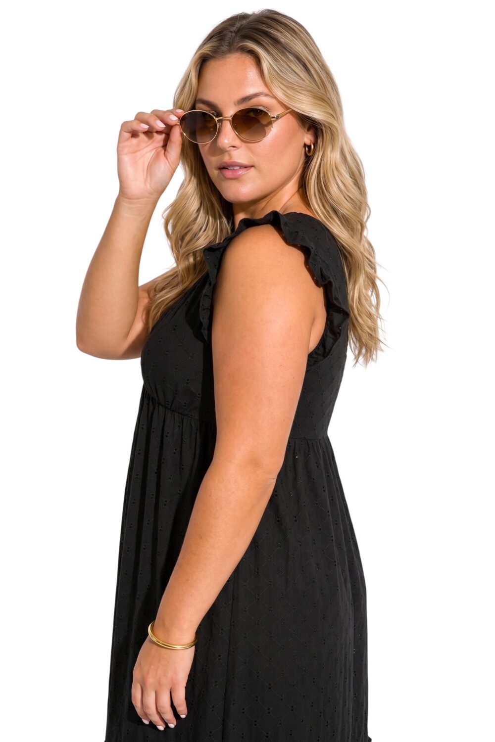 V-Ausschnitt Maxikleid mit Rüsche