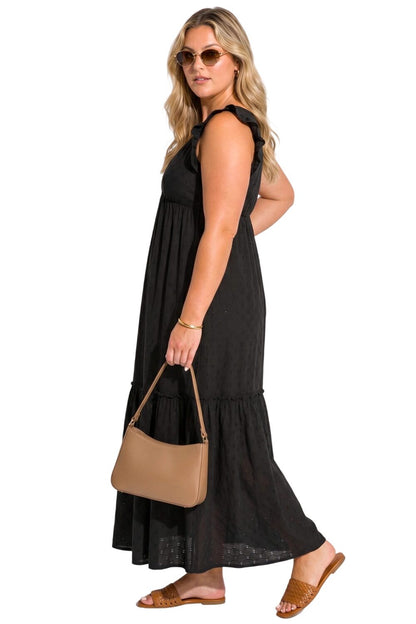 V-Ausschnitt Maxikleid mit Rüsche
