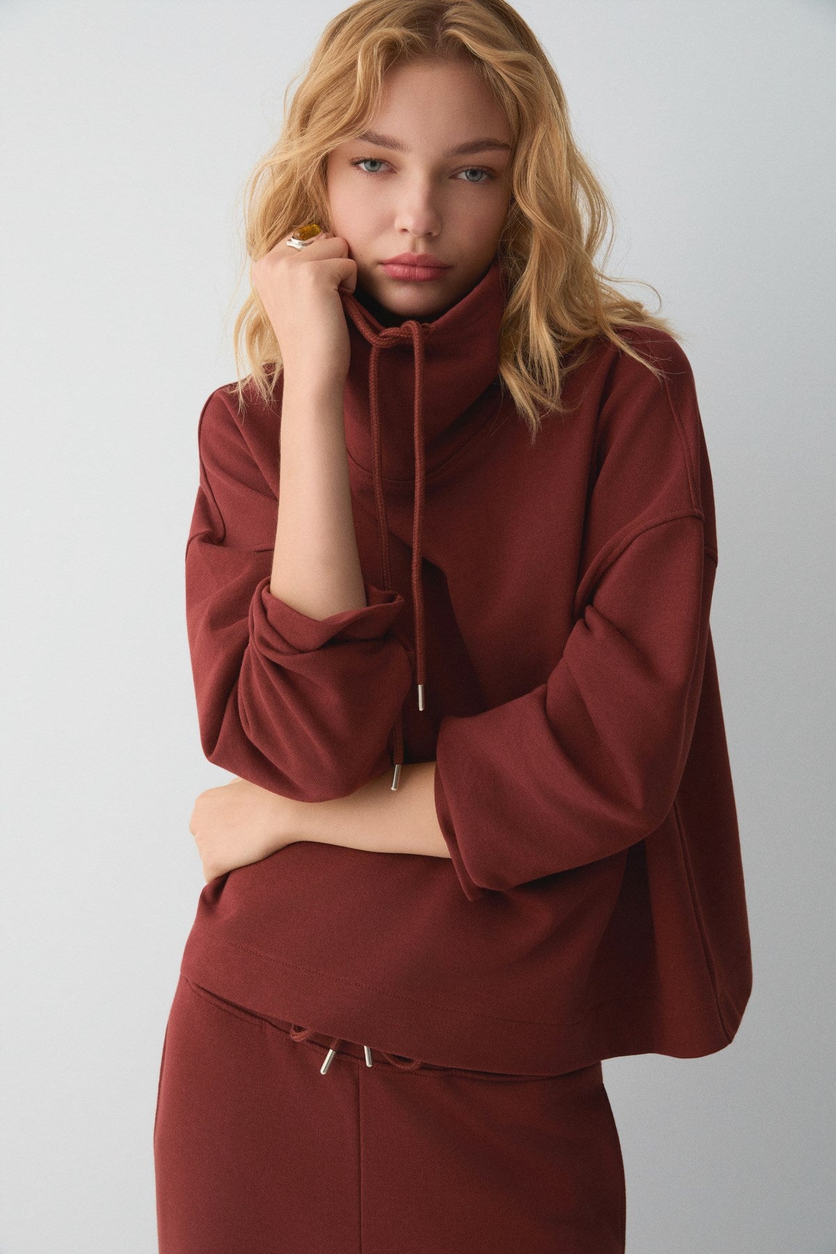 ETHIQUET VALIR Damen Set aus Bio-Baumwolle Bordeaux