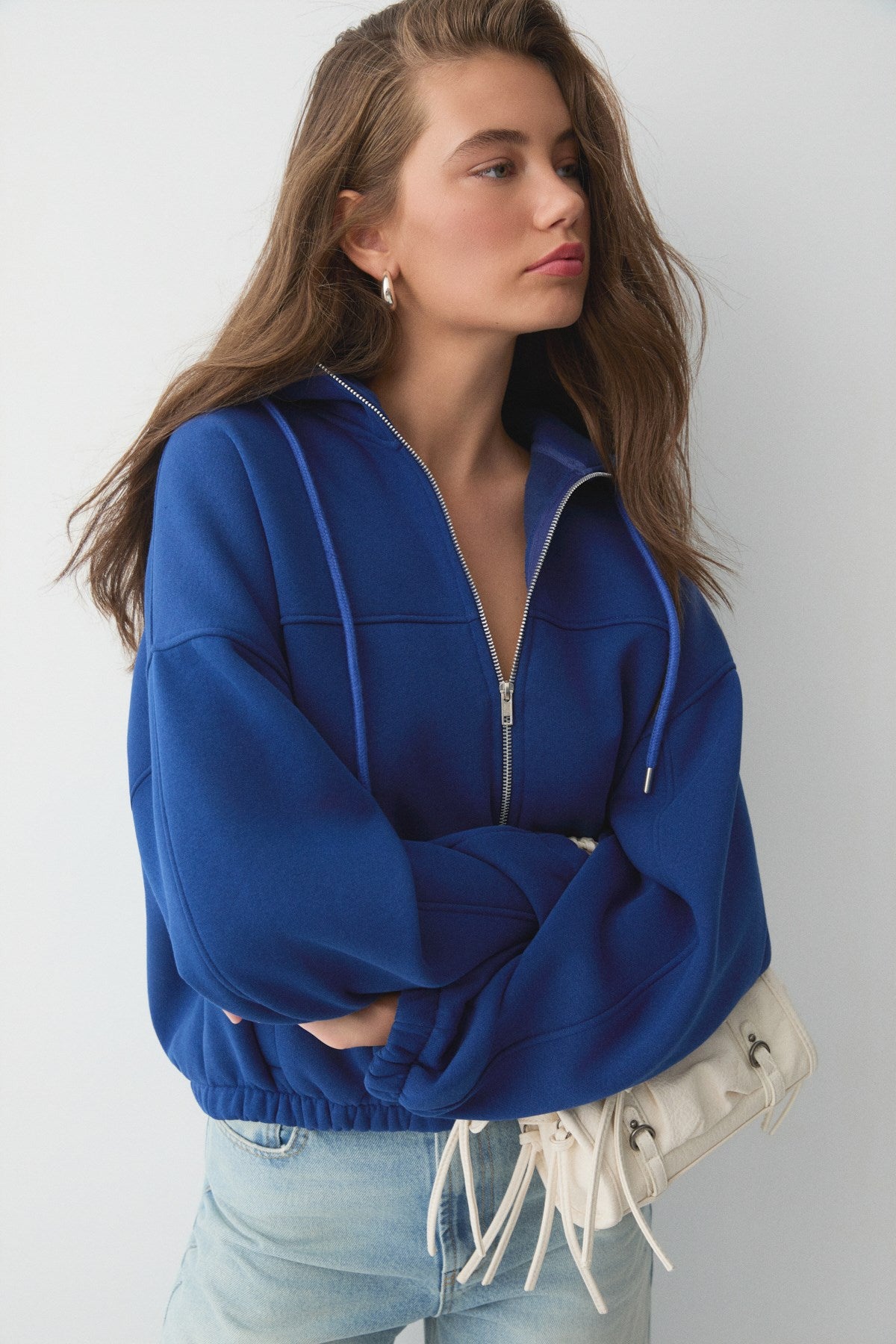 VALIT Damen Oversize Zip-Sweatshirt