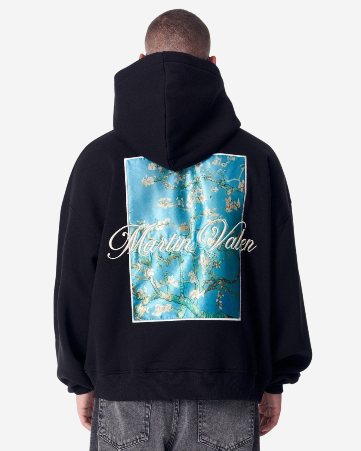 Van Gogh Blüten Schwarzer Kapuzenpullover - Groß